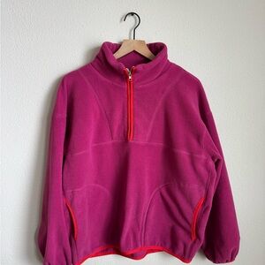 Lily Pink Fleece with Orange Trim